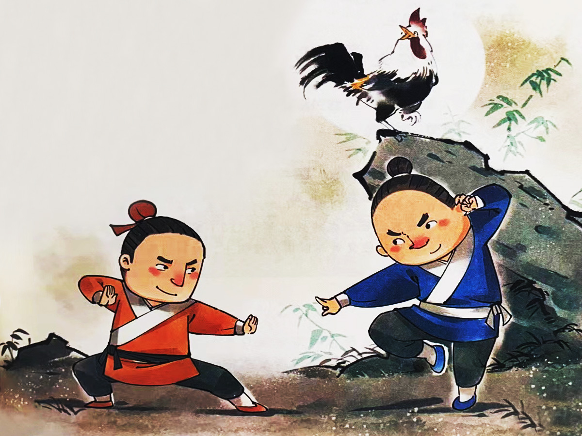聞雞起舞插畫(huà)圖片